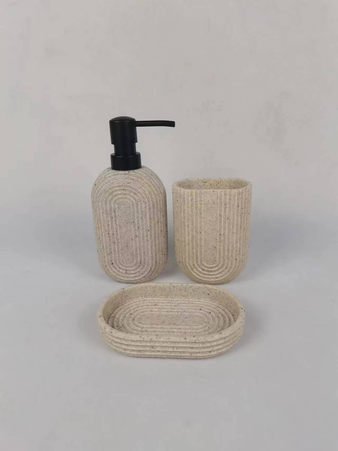 Light Luxury Striped Resin Lotion Bottle Set】Aesthetics and Practicality at the Same Time