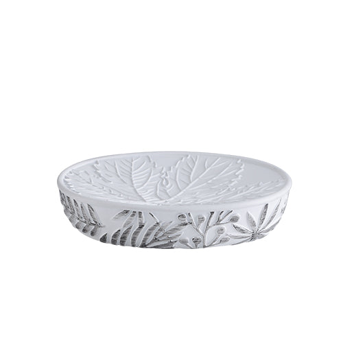 Mori Hibiscus - Leaf Rhythm | Embossed White Resin Bathroom Set