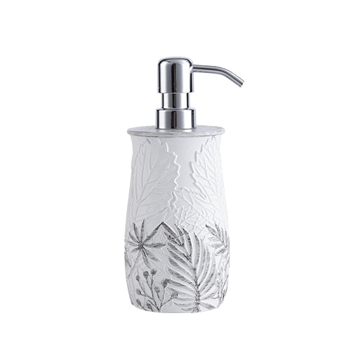 Mori Hibiscus - Leaf Rhythm | Embossed White Resin Bathroom Set