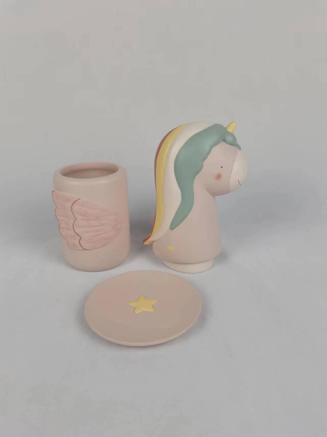 “Cute Little Dinosaur Bath and Shower Set | Kids Moisturizing Lotion Bottle + Mouthwash Cup + Soap Dish