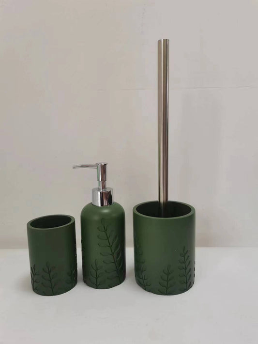 “The Wizard of Oz-Hand-carved Leaf Pattern Resin Bathroom Set|Moisture-proof and Environment-friendly Natural Aesthetics”.