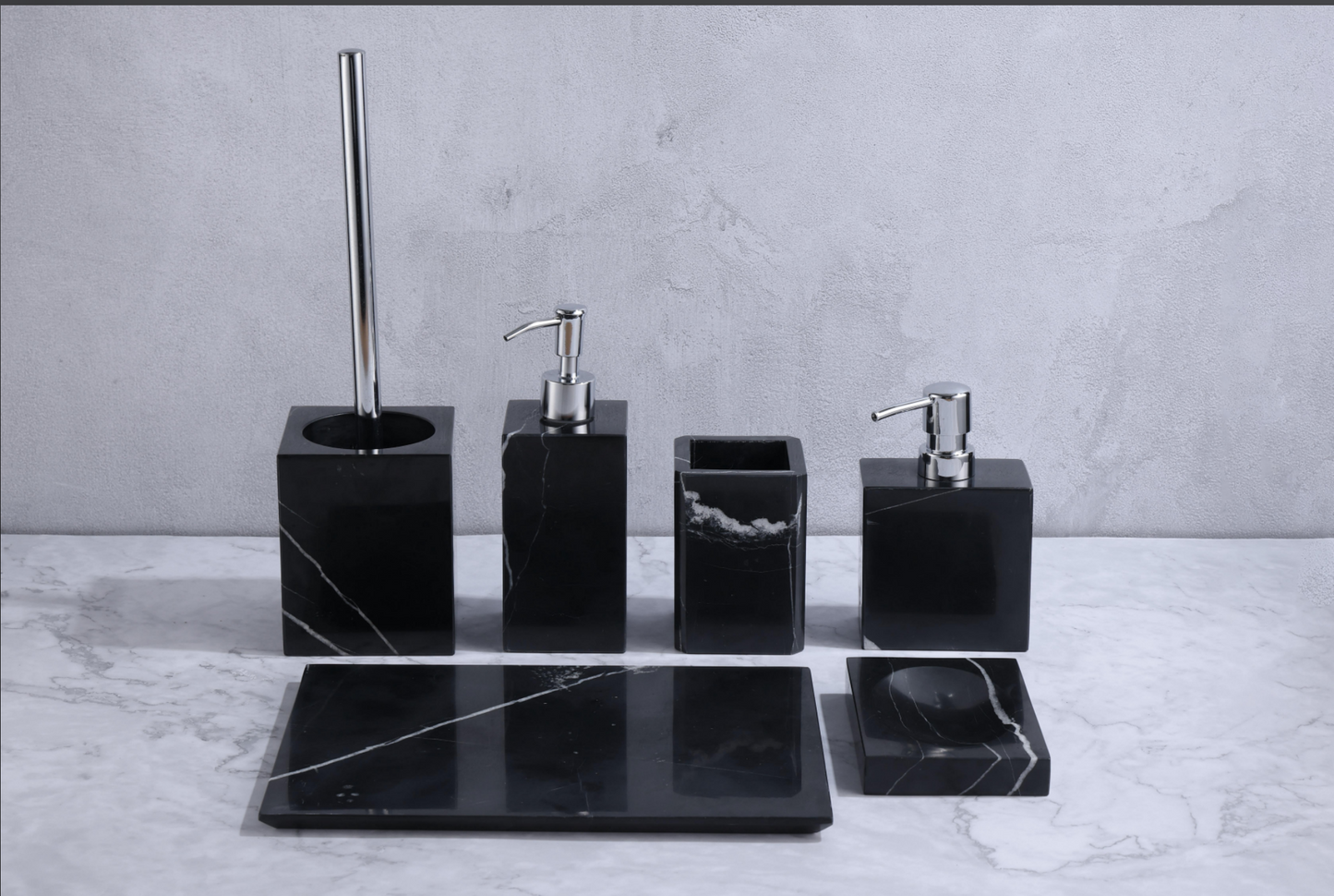Ink Order - Black and White Roots Marble Bathroom Aesthetic Set