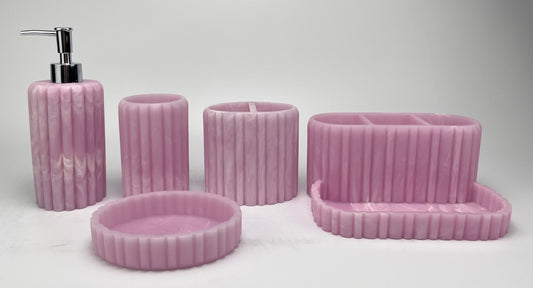Cloudy Smokey Storage Group】Pink and White Gradient Resin Bathroom Set