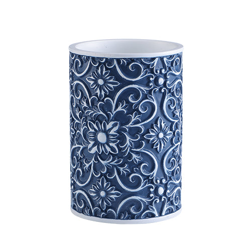 Glazed Snow Realm” Blue and White Embossed Resin Sanitary Ware Set