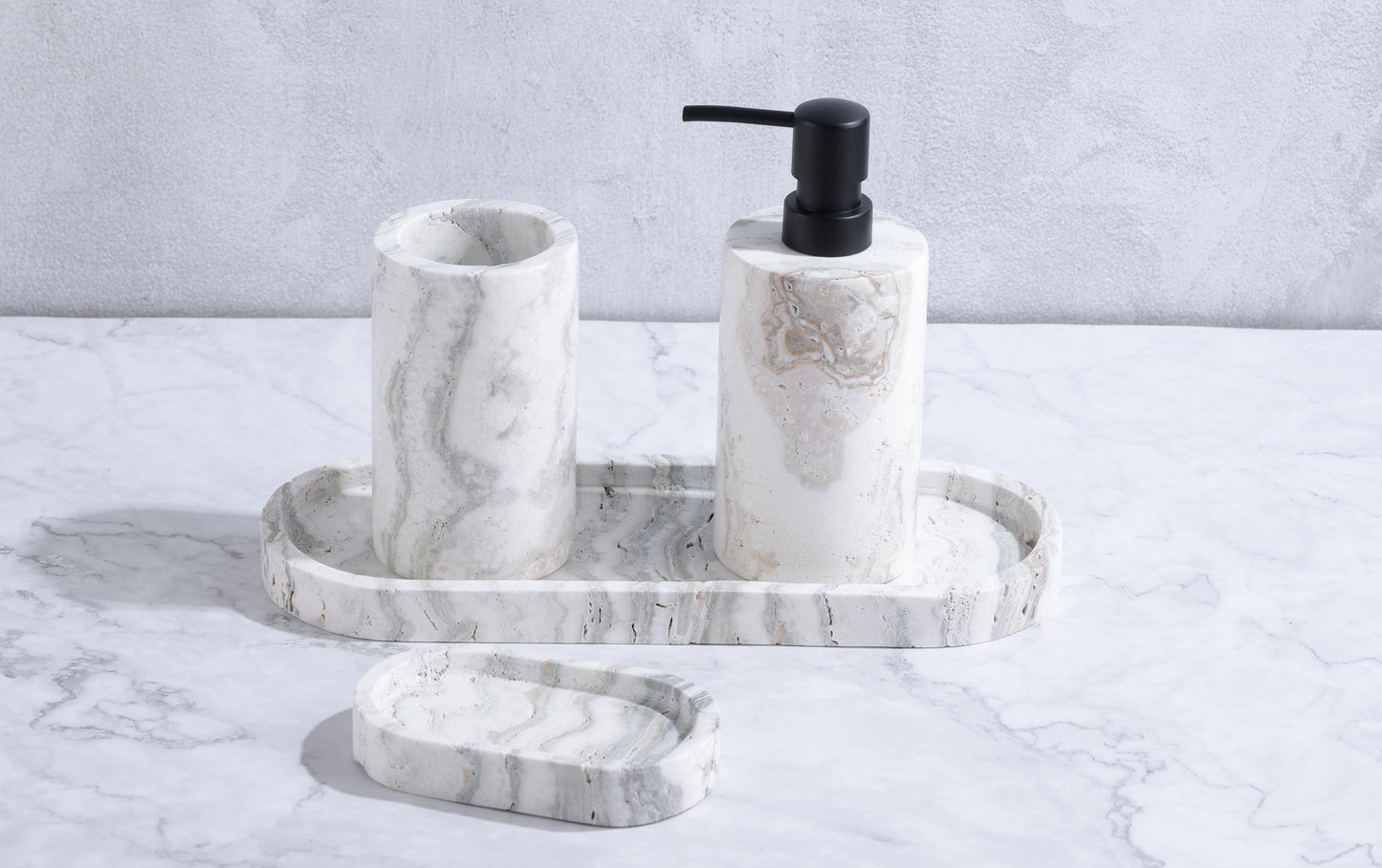 Eternal Rhythm】Roman White Hole Marble Bathroom Set