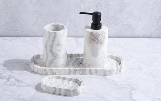 Eternal Rhythm】Roman White Hole Marble Bathroom Set