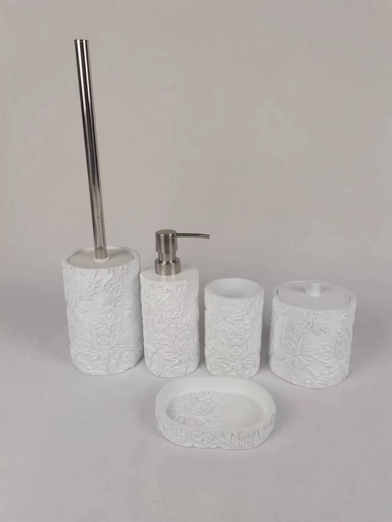 Resin Flower Sculpture Lotion Bottle Set of 3