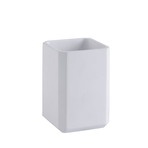 Snow Layers - Cold Construction | Minimalist Ribbed White Lacquer Resin Bathroom Set