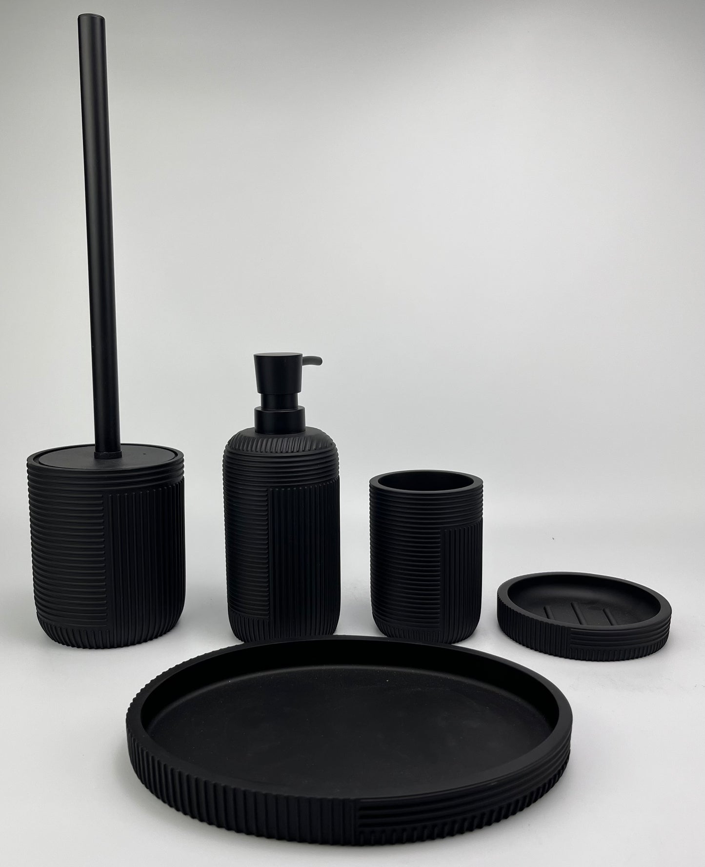 [Liquid Metal Corrugated Black] Dynamic Fluid Texture Bathroom 5 Piece Set