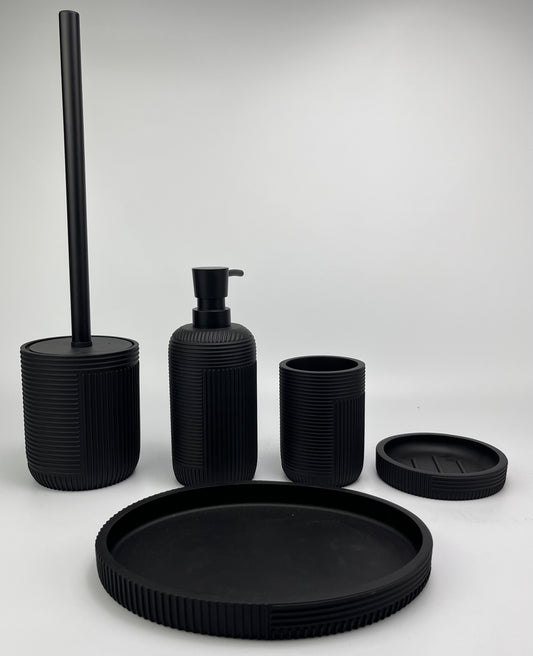 [Liquid Metal Corrugated Black] Dynamic Fluid Texture Bathroom 5 Piece Set