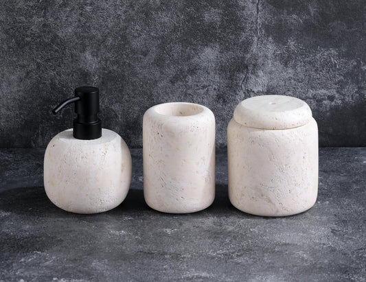 Born With Spirit - Rice Travertine Lifestyle Aesthetics 3 Piece Set