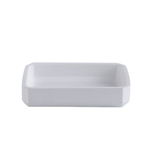 Snow Layers - Cold Construction | Minimalist Ribbed White Lacquer Resin Bathroom Set