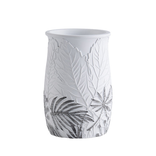 Mori Hibiscus - Leaf Rhythm | Embossed White Resin Bathroom Set