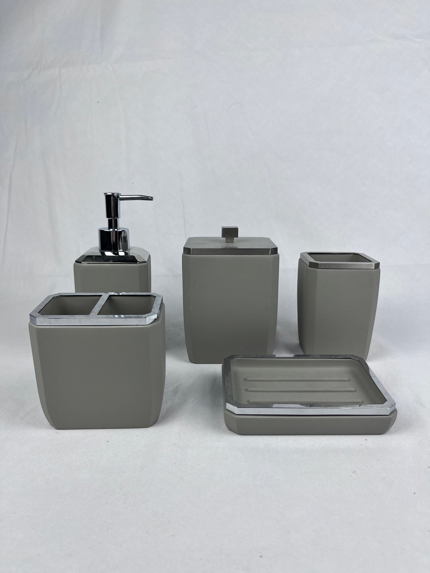 [Misty Hidden Vegetable Gray] Freshwater Clay Wabi-sabi Bathroom Set of 5 Pieces