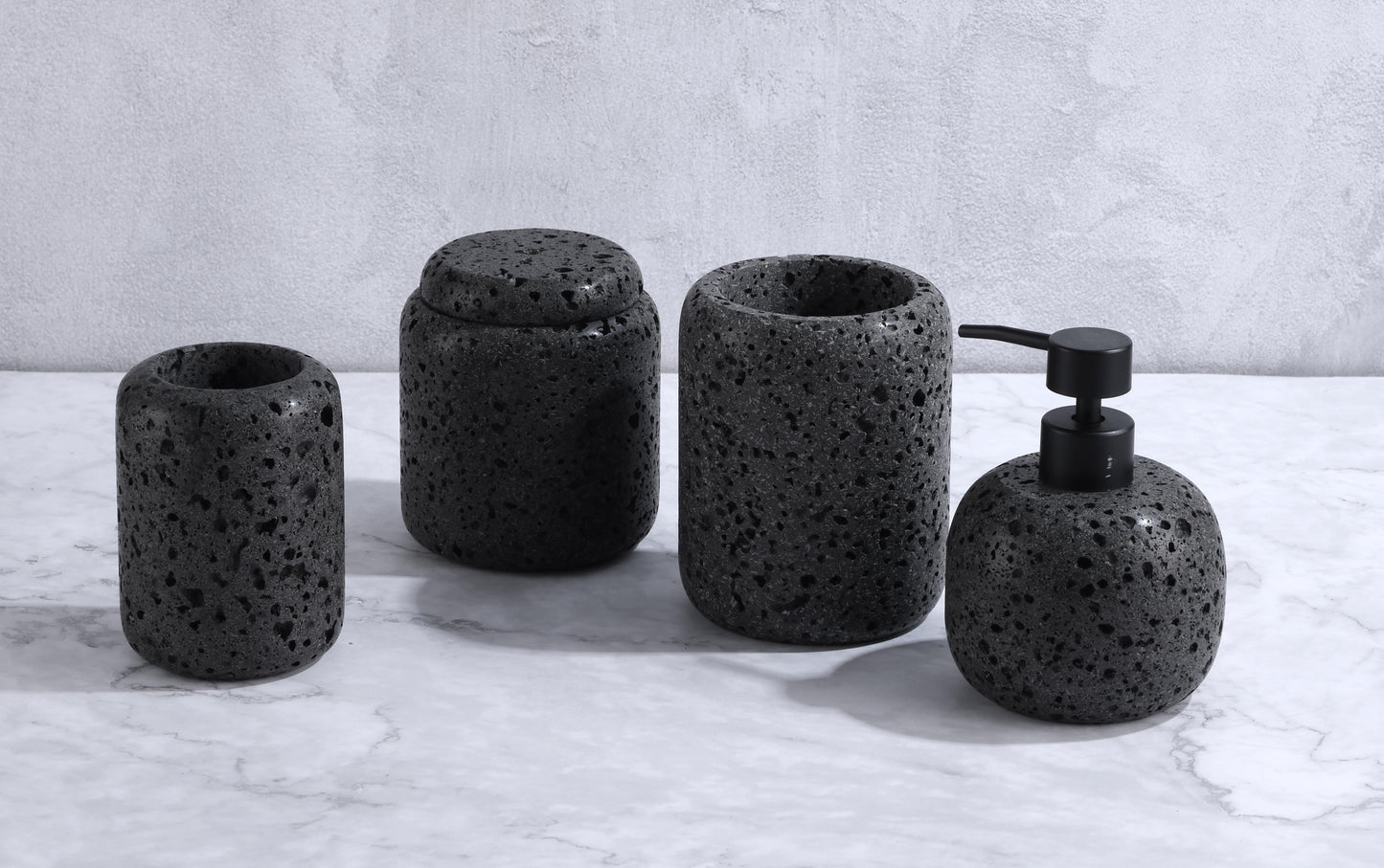 Dark Surge Streaming Light-Black Hole Stone Textured Living 4-Piece Set