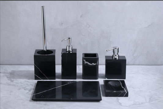 Ink Order - Black and White Roots Marble Bathroom Aesthetic Set