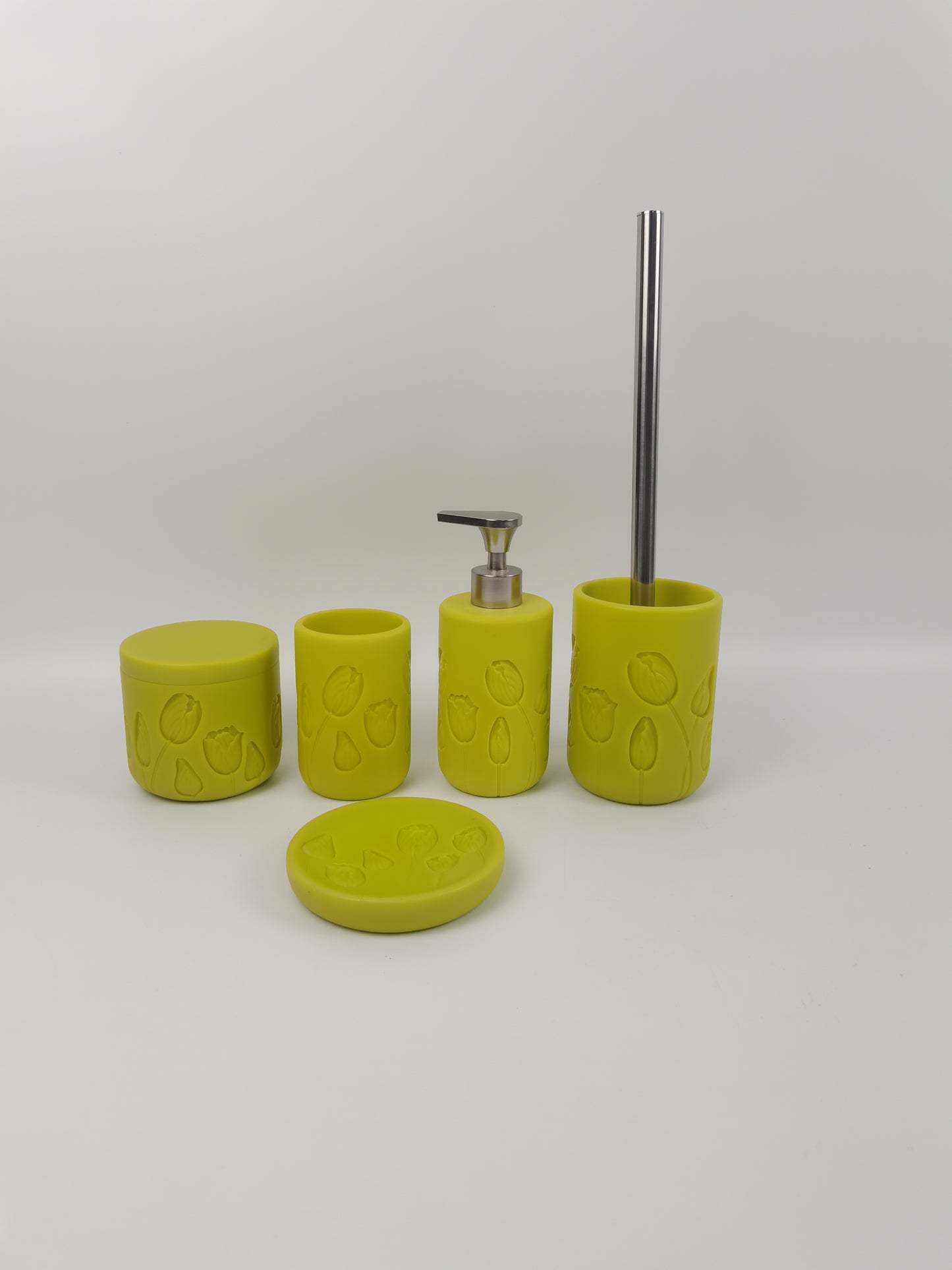 Daisy's Forest Pale Yellow Green] Embossed Small Wildflowers Rustic Bathroom Set