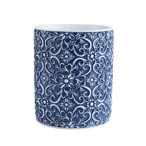 Glazed Snow Realm” Blue and White Embossed Resin Sanitary Ware Set