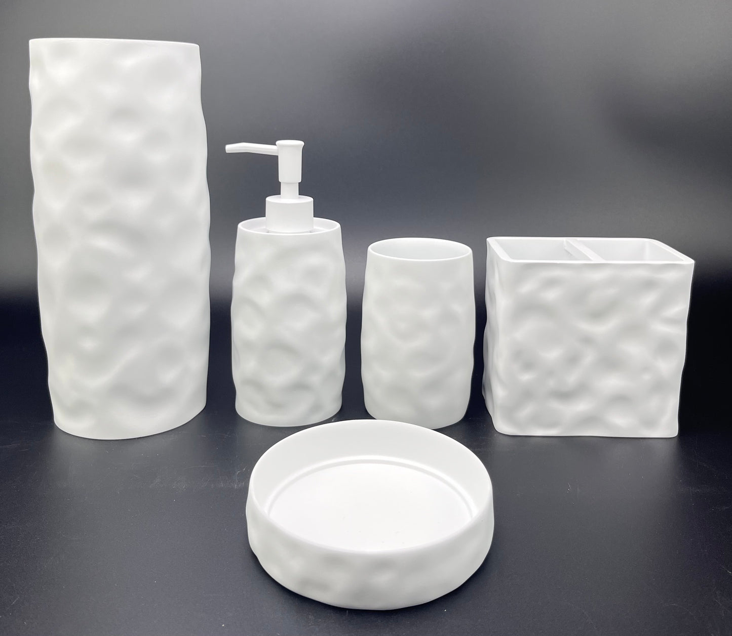 “Meteorite Secret - Rough Feeling Resin Bathroom 4 Piece Set - Tactile Department of Spatial Art”