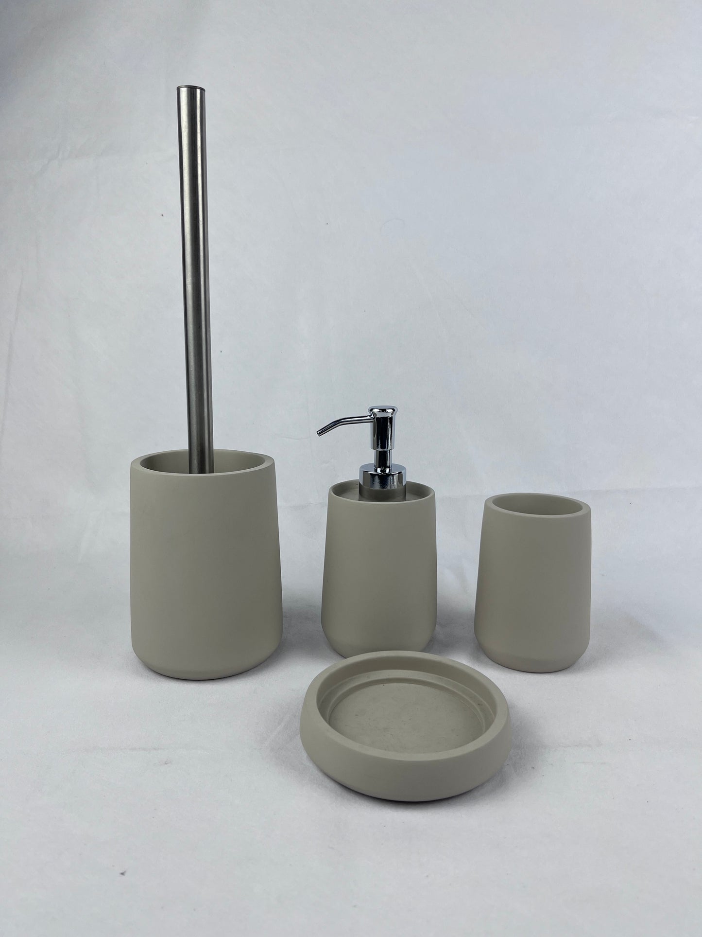 [Misty Hidden Vegetable Gray] Freshwater Clay Wabi-sabi Bathroom Set of 5 Pieces