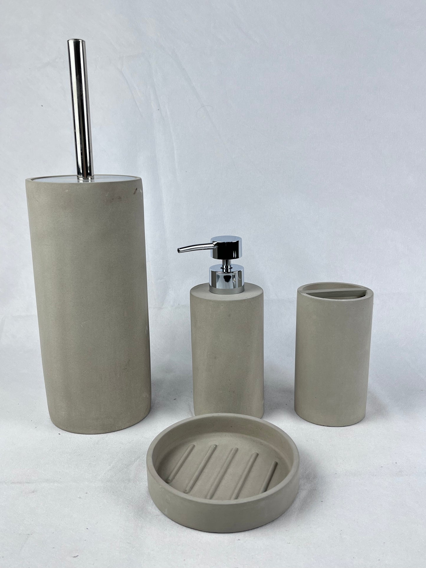 [Misty Hidden Vegetable Gray] Freshwater Clay Wabi-sabi Bathroom Set of 5 Pieces