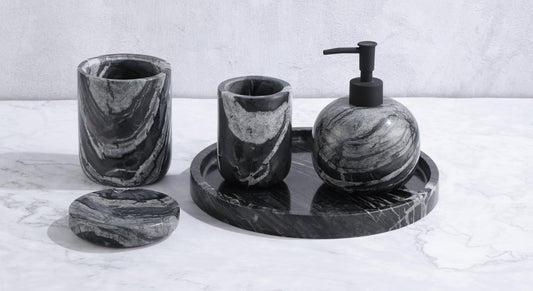 Ink Rhythm Minimalist-Black and White Roots Marble Bathroom Five Gifts