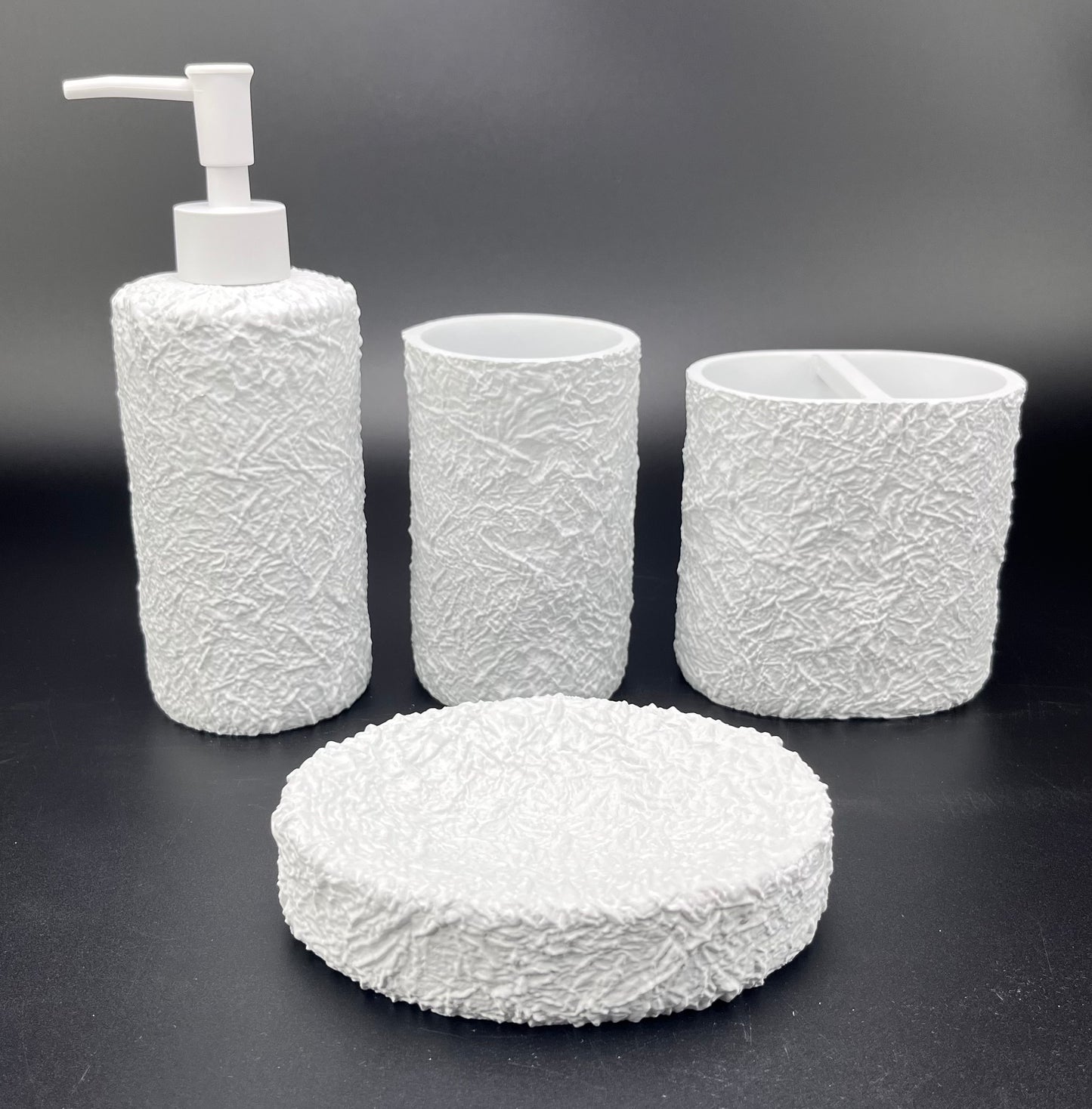[Sugar Crystallization Pure White Set] Matte Grainy Resin Bathroom Gentle Filter