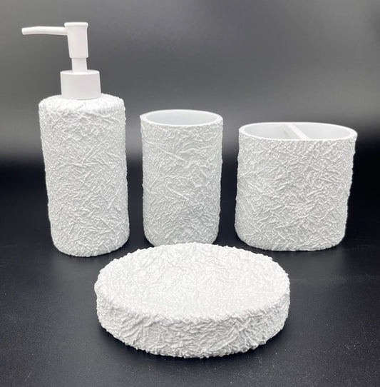 [Sugar Crystallization Pure White Set] Matte Grainy Resin Bathroom Gentle Filter
