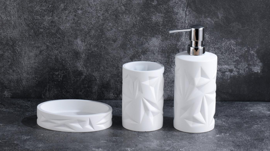 Cretaceous - Geometric Poetry | Minimalist Three-dimensional Sculpted Resin Bathroom Set